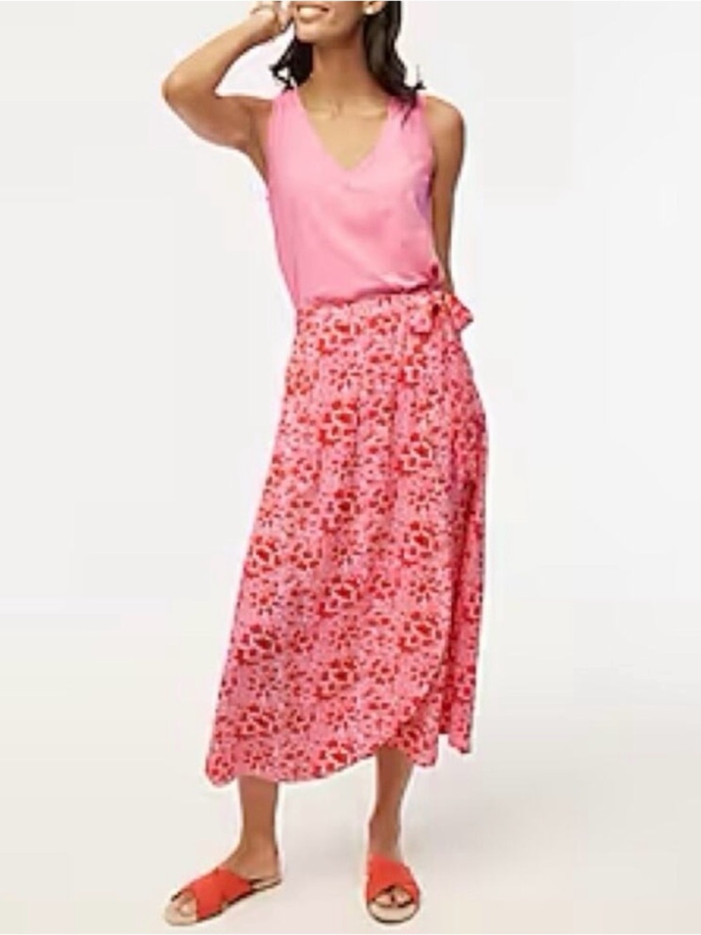 J. Crew Women's Pink Floral Wrap Midi Skirt, Size Medium